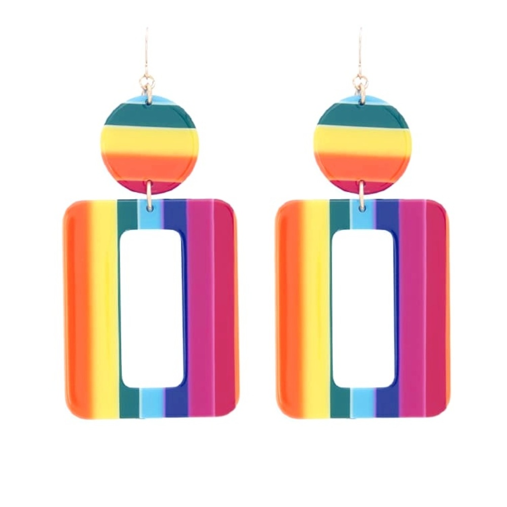New Forever 21 Rainbow Earrings Retro 80s Fashion